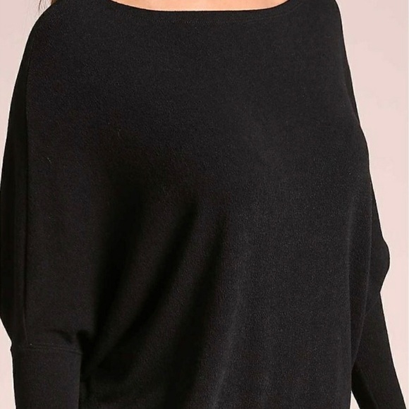 Textured Knit Dolman Blouse Black - Picture 9 of 14